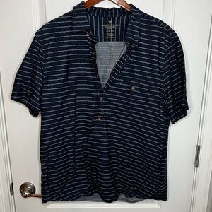 American Eagle outfitters slim fit casual half button down shirt blue striped xl